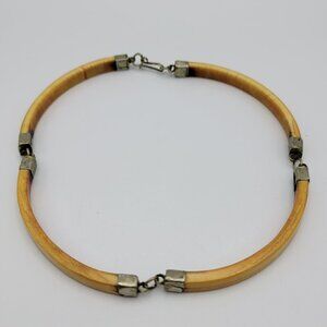 Vintage Articulated Bone Choker Necklace Bovine Bone Tribal Antique 15 Inch Hook